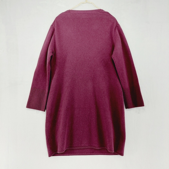 NWT Vince Wool Cashmere Sweater Dress V-neck Plum Purple Midweight Knit P6959 - Picture 6 of 8